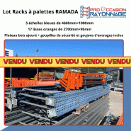 Racks à palettes d'occasion - Longueur 11 300 mm, Hauteur 4600 mm, Profondeur 1000 mm, 2 niveaux - Ramada