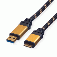 Roline gold câble usb 3.2 gen 1, type a-micro b, m/m, 0,8 m