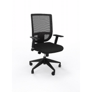 Siège bureau tertio haut dos résille noire et assise tissu noir