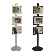 Présentoir Visual-Displays® GRIS ALU avec 3 cadres A3 Réf : 214603