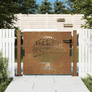 Vidaxl portail de jardin 105x80 cm acier corten conception de l'arbre 153160