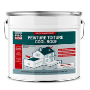 PRO COM Cool roof - Peinture toiture anti chaleur, peinture blanche réfléchissante - Certification durabilité de 20 ans