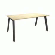 Bureau droit simple STEELY - L180 cm - Pieds carbone - Plateau imitation Érable - Neuf