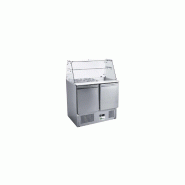 Table réfrigérée 2 portes positive avec vitrage AAS900V - Desserte réfrigérée pour 2 bacs gastros GN 1/1 et 3 bacs GN1/6 en inox AISI304