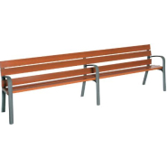 Banc public Modo - 300 cm - 6 lames en bois exotique - Piétement en fonte ductile