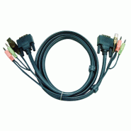 ATEN 2L-7D02U Câble KVM DVI-D (Single Link), USB, Audio, noir, 1,8 m