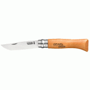 Couteau fermant Opinel carbone - L7, 80 mm, hêtre verni