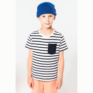 T-shirt rayé marin avec poche manches courtes enfant -  Réf: K379