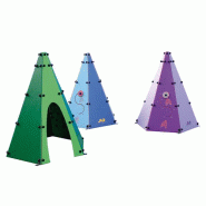 Cabane tipi pour enfant avec porte, fenêtre et jeu attrape-rêves en polyéthylène et acier peinte à la poudre