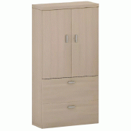 Armoire de rangement 2 portes ouverture 110° et 270° - 2 tiroirs dossiers suspendus - haut. 196 cm So Madrid