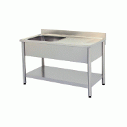 Plonge inox murale un bac avec égouttoir droit - 1200x600x850/950 mm - FABRIQUE EN ITALIE