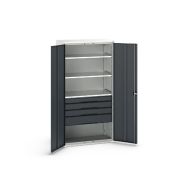 Armoire Polyvalente Verso avec 3 tablettes, 4 tiroirs