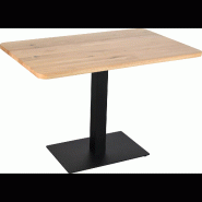 Table de restaurant rectangle 110cmx70cm chêne Vernegues - Plateau en Chêne Massif et Piètement en Acier Noir