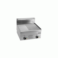 Plancha et grillade électrique à poser MBM - Plaque acier 1/3 lisse et 2/3 rainurée - 7.5Kw - 600x600x270/460 mm - EFT66LR