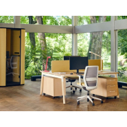 Bureau bench au style raffiné et minimaliste, avec pieds en bois -OGI W