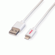 ROLINE Câble de charge et synchronisation pour appareils à connecteur Lightning, blanc, 0,15 m