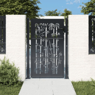 Vidaxl portail de jardin anthracite 105x155 cm acier design de bambou 153181