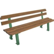 Banc public Seattle - 5 lames en bois traité - longueur 195 cm - piétement double en acier