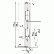 SCHROFF Face avant, plate, non blindée, découpe Sub-D, 3 U, 4 HP, 2 x 15 broches, 2,5 mm, alu, anodisé avant, conducteur arrière