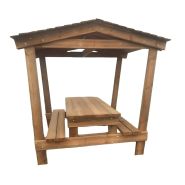 Table pique nique bois avec toit kiosque