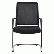 Chaise visiteur Edwin Sitek neuf - dossier ergonomique en filet noir - assise en tissu noir - structure en acier chromé - produit haut de gamme