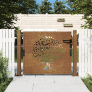Vidaxl portail de jardin 105x105 cm acier corten conception de l'arbre 153161