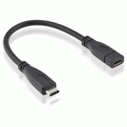 ROLINE Câble USB 3.2 Gen 2 Type C, C-C, M/F, noir, 0,15 m