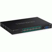 TRENDnet TI-RP262i Switch industriel PoE+ administrable Gigabit de couche 2 à 26 ports montable sur un rack