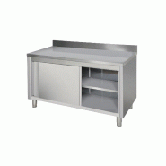 Meuble inox bas portes coulissantes DIVERS MMN2070 - Plan de travail avec dosseret de 100 mm - 2000x700x850/950 mm pour Mobiliers de rangements