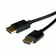 ROLINE Câble HDMI High Speed avec Ethernet, Slim, noir, 1 m