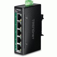 TRENDnet  TI-PELC50 Mini switch industriel rail DIN Fast Ethernet PoE+ à 5 ports