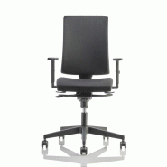 Fauteuil de bureau TISSEO noir neuf avec accoudoirs - pivotant, réglage synchronisé, accoudoirs 2D - structure séparée d'assises de dossier capitonnés