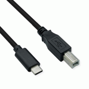 Roline câble usb2.0 type c - b, m/m, noir, 3 m