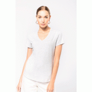 T-shirt col V manches courtes femme -  Réf: K381