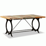 Table Extensible Socrate en placage Chêne massif et Métal. 180 à 240 cm