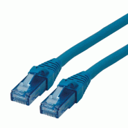 Cordon ROLINE UTP Cat.6A / 10 Gigabit, Component Level, LSOH, bleu, 0,5 m