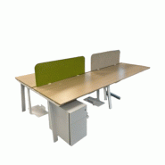 Bureau Bench d'occasion - 2, 4 ou 6 positions - Bois et piètements blancs - Dimensions 140 cm x 80 cm