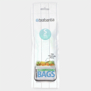 Sacs PerfectFit compostables Brabantia Code S (6 litres) - Rouleau de 10 sacs pour déchets organiques