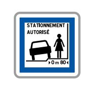 Panneau de signalisation indication: Autorisation de stationner sur le trottoir sous condition - CE50n