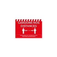 Signalétique Vinyle A3 &quot; Gardons nos Distances&quot; Texte Blanc Fond Rouge h.297 x l.420 mm - Réf.494073