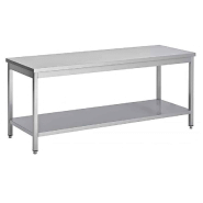 Table soudée bords droits, centrale + étagère, P 600 mm (Longueur, mm: 600 Réf-F-STCE66-1)