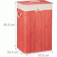 Panier corbeille à linge lessive bois avec 3 compartiments 120 litres  3001006