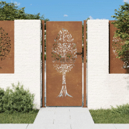 Vidaxl portail de jardin 105x205 cm acier corten conception de l'arbre 153165