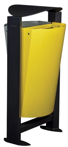 Corbeille façades métal - 2 x 60L Gris / Jaune - ARKEA METAL_0