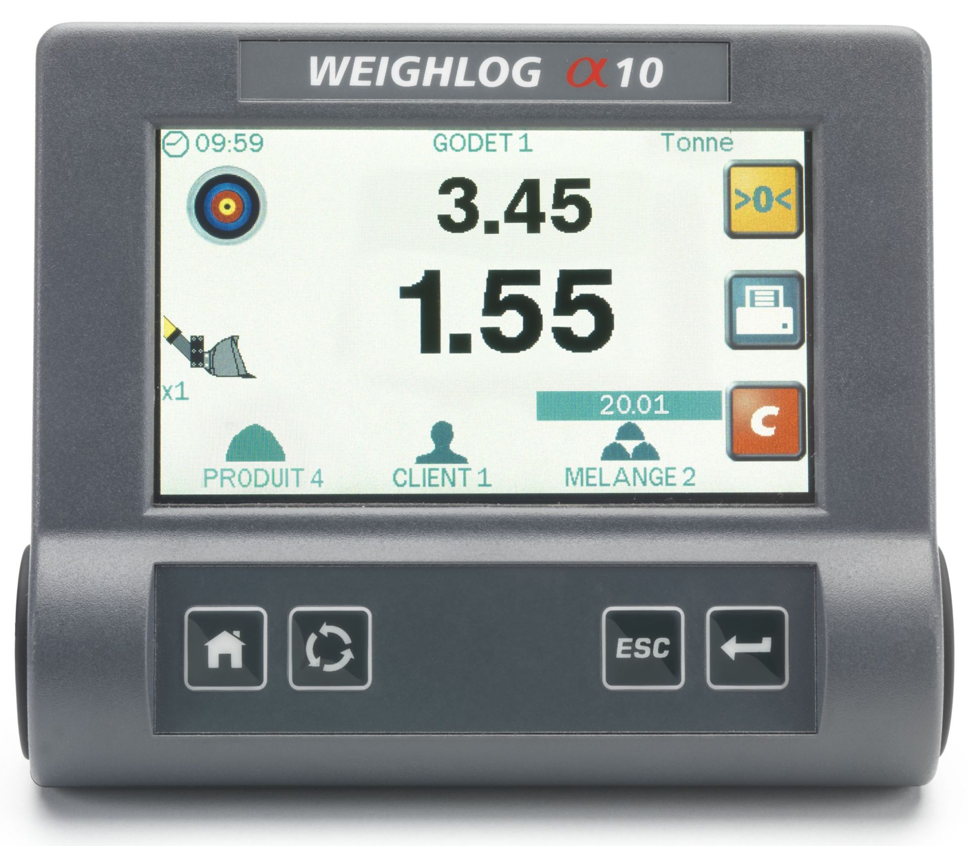 Système de pesage embarqué utilisé pour le chargement  de Ia remorque et Ia trémie - WEIGHLOG 10_0