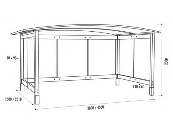 Abri Bus Vittoria - Pin Lamellé Collé, Toit Polycarbonate Anti-UV, Verre Trempé_0