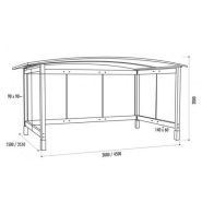 Abri Bus Vittoria - Pin Lamellé Collé, Toit Polycarbonate Anti-UV, Verre Trempé