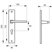 Poignée de porte Picardie trou de clé, l carré 8 mm x 72 mm