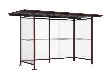 Abri bus bellecombe toiture plate / structure en acier / bardage en verre sécurit / avec banquette / 308 x 106 cm_0