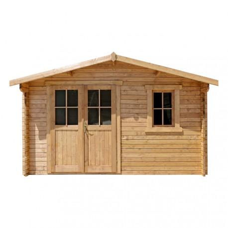 Abri de jardin 12m² Bois 40mm traité teinté marron Gardy Shelter